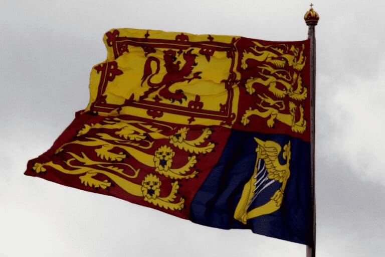 If the Royal Standard is flying, it means that the king is in residence in buckinhgam palace