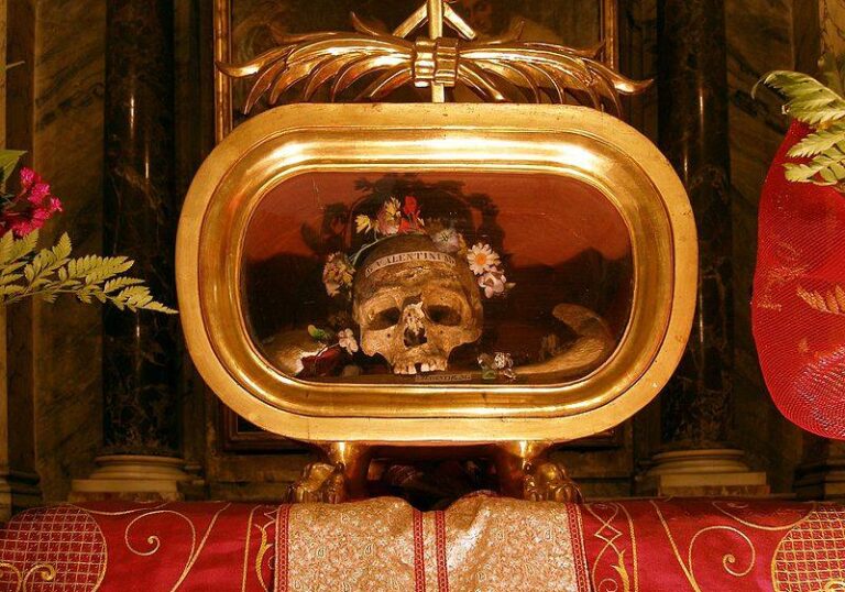 The head of St.. Valentine in Basilica of Santa Maria in Cosmedin in Rome