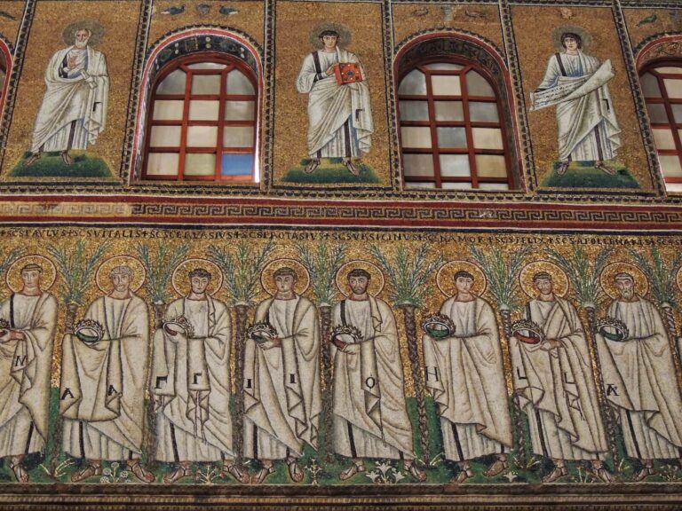 The Basilica of Sant’Apollinare Nuovo in ravenna, detail of the mosaics of saints