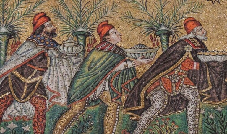 the famous mosaic of the three kings from san apollinare in ravenna