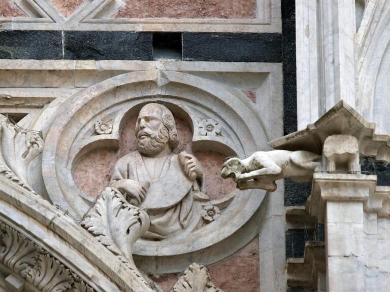 detail from the facade of siena's baptistery