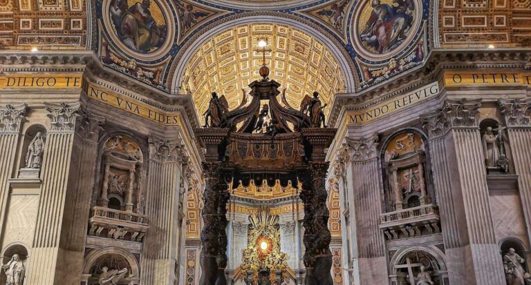 View of the Bronze Baldacchino in st Peter's Basilica, the Vatican