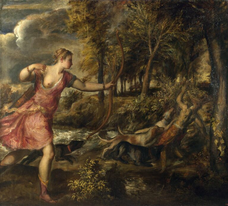 Titians'sThe Death of Actaeon in the NAtional gallery in london, c. 1559-75