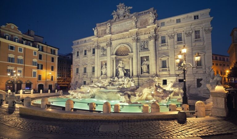the trevi fountain is a fantastic place to take night photos in rome.