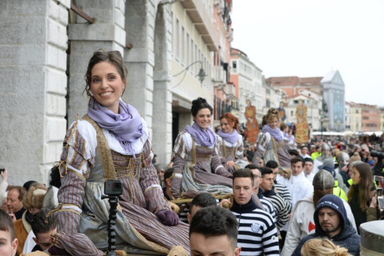 Festival of the twelve Marias during the Venetian Carnival in Venice Italy