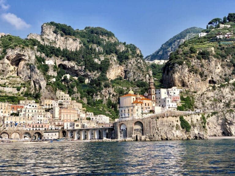a view of amalfi from the sea