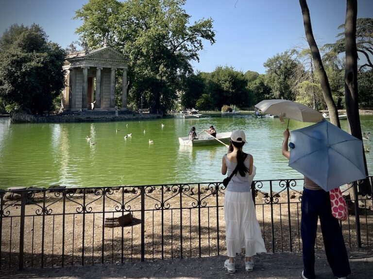 the boating pond of the villa borghese in rome