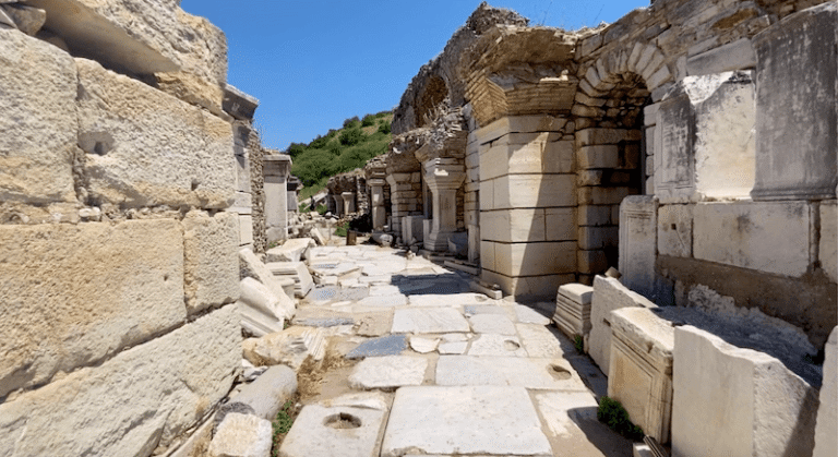 a wonderfully preserved ancient street in ephesus