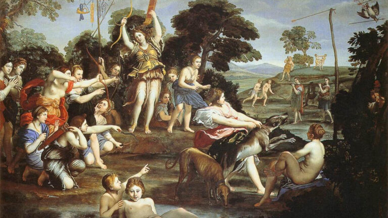 domenichino painting of diana and the hunt in the borghese gallery