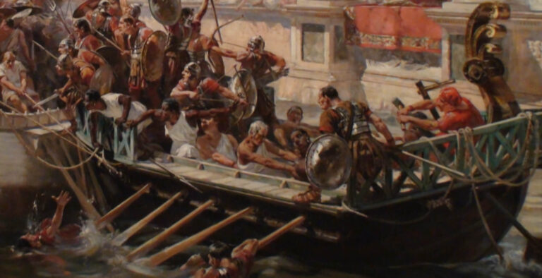 detail from ulpiano checa's painting of a naumachia in the colosseum