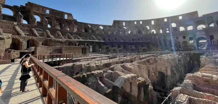 view from the arena floor into the hypogeum