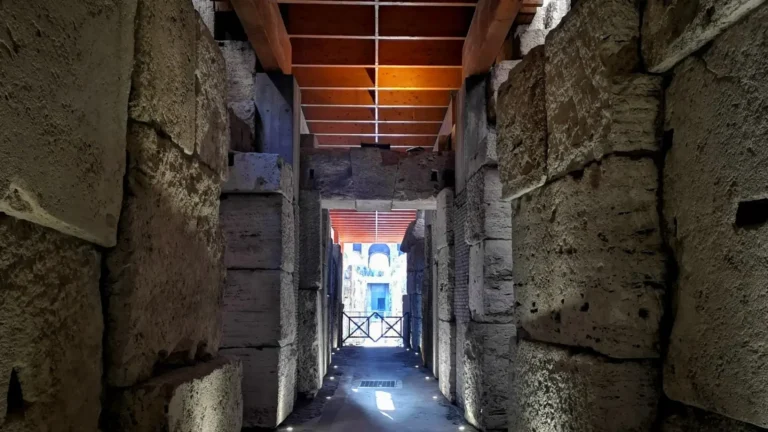 a view into the underground tunnels of the colosseum