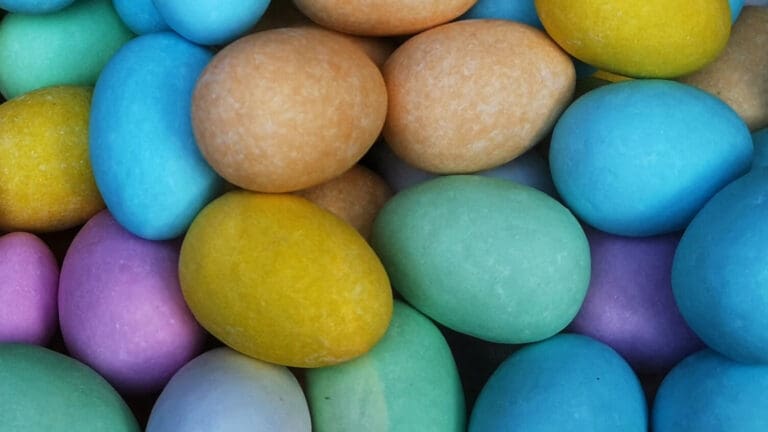 colorful easter eggs in a shop window in rome