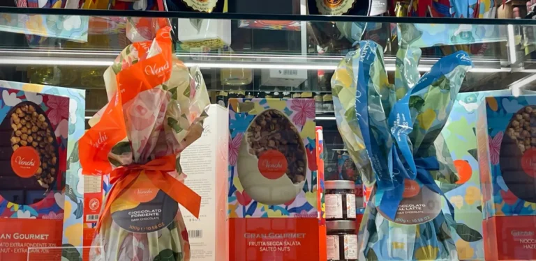 easter eggs in a shop window in rome