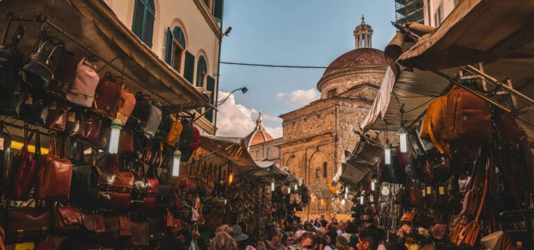 san lorenzo in florence with leather market