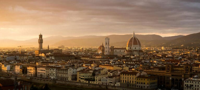 a view over florence at sunset