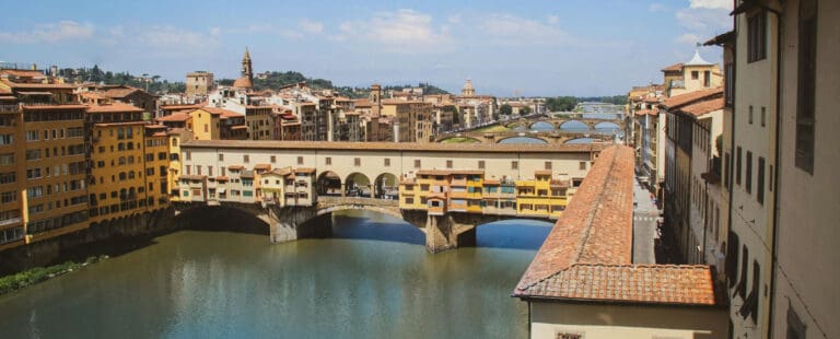 the view over the ponte vecchio in florence from the uffizi gallery