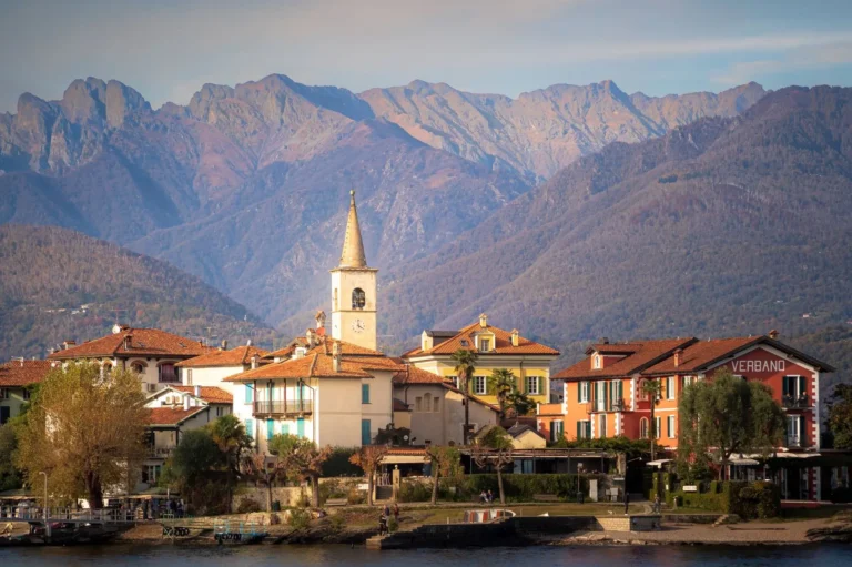 a vista of the center of verbano on lago maggiore in italy