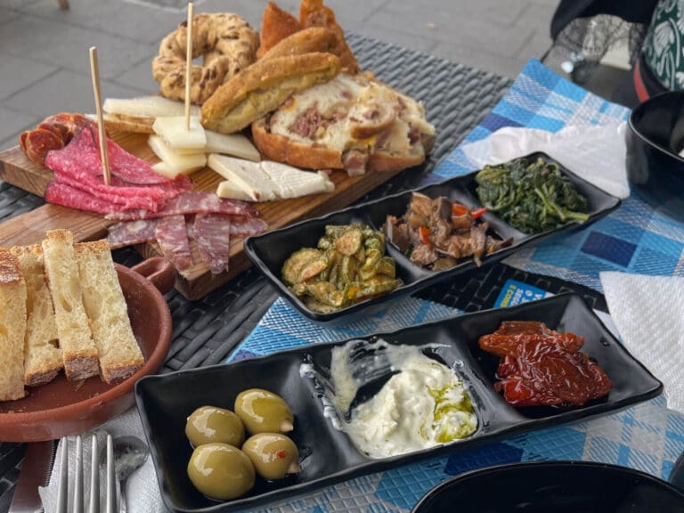a spread of salumi and cheese in naples for lunch