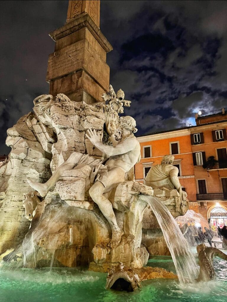 detail from bernini's four rivers fountain in piazza navona