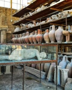 plaster casts in the granary of pompeii