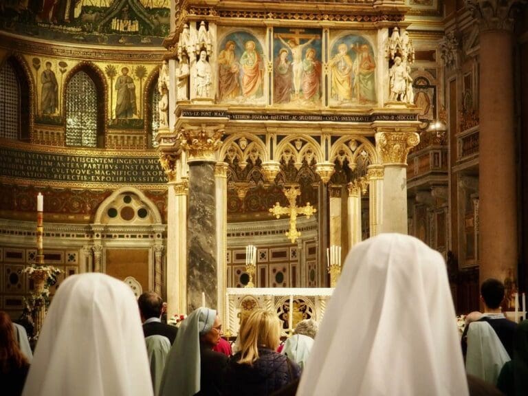 nuns attend a mass at san giovanni in laterano in rome