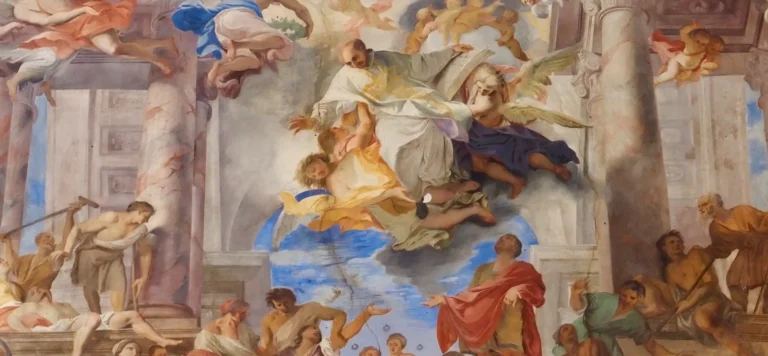 a detail showing saint ignatius of loyola in the church of sant'ignazio in rome