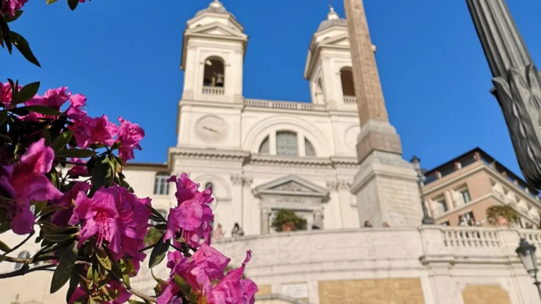 a view of the azaleas on the spanish steps in rome
