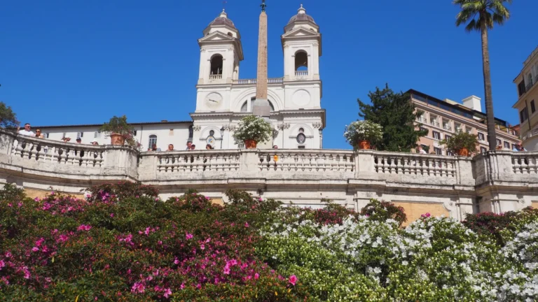 a view of the azaleas on the spanish steps in rome