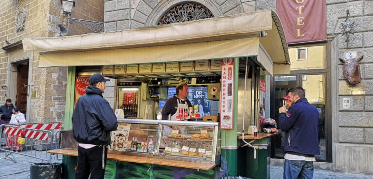 a street food stand in florence selling lampredotto