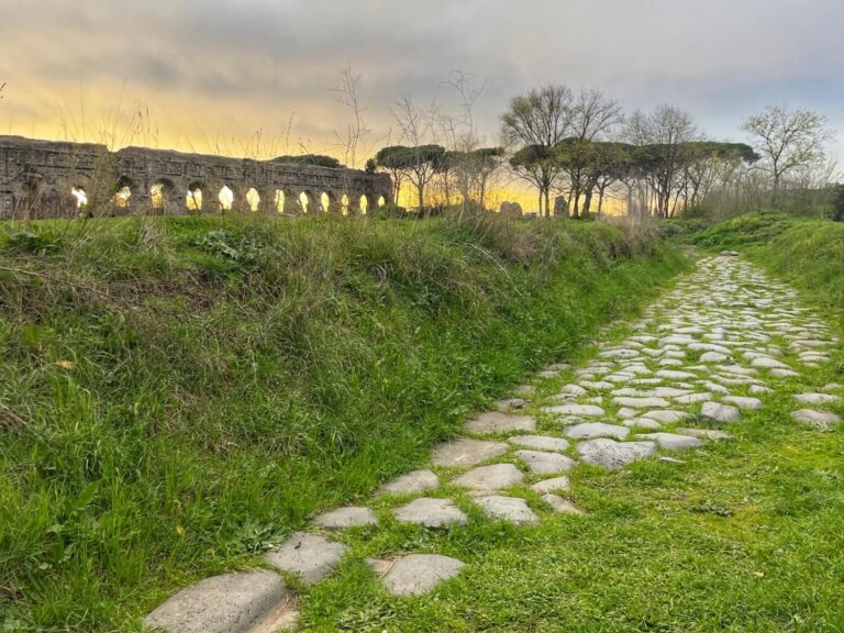 the via latina is hidden in the parco degli aquedotti in rome