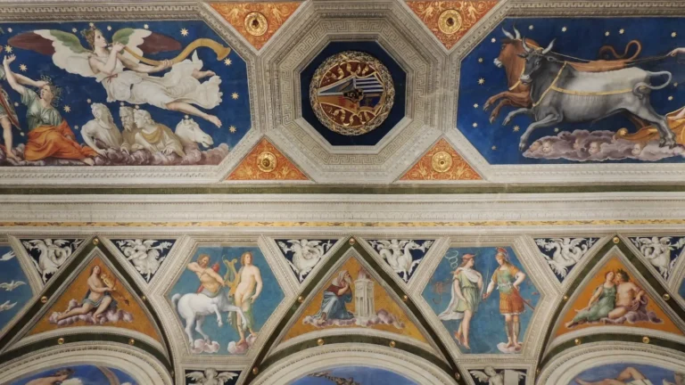 detail from peruzzi's horoscope at villa farnesina in rome