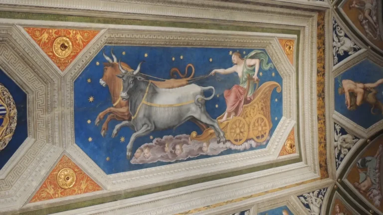 detail from chigi's horoscope painted by peruzzi in the villa farnesina