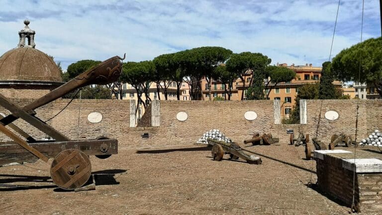 the cannons and cannon balls that protected Castel Sant'Angelo