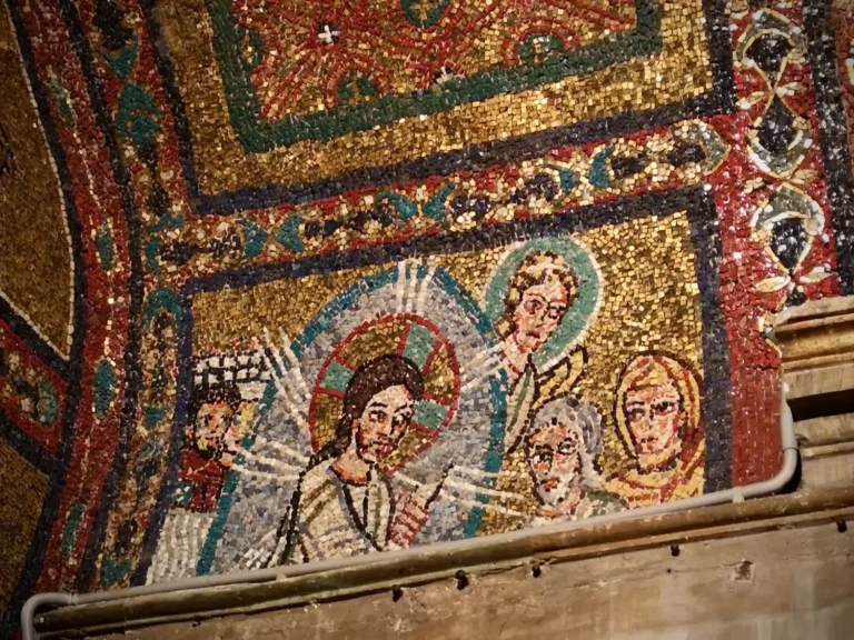 a detail from saint zeno's chapel in santa prassede showing the harrowing of hell