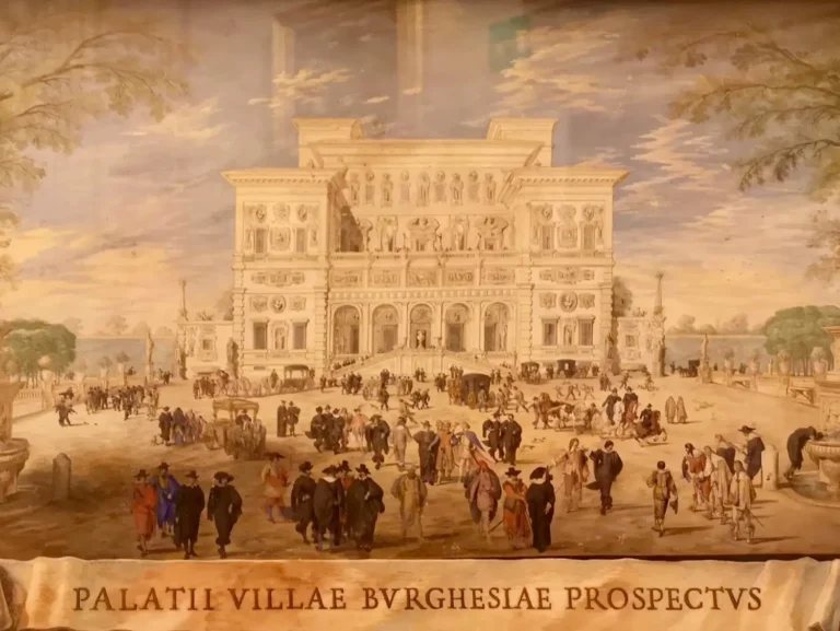 painting depicting the villa borghese in the 17th century