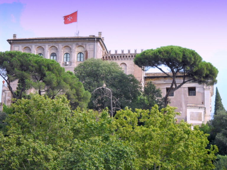 the priory of the knights of malta in rome seen from below in testaccio
